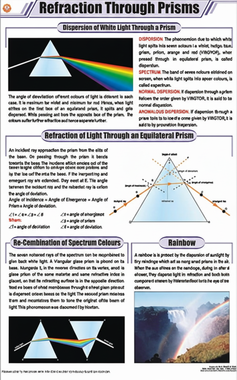 Refractions through prisms Chart