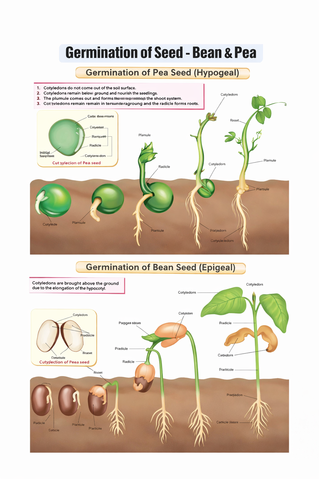 Germination of seed Bean and Pea Chart
