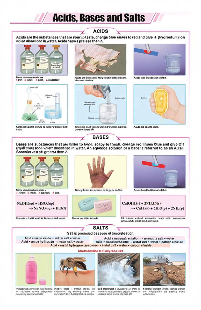 Acids, bases and Salts Chart
