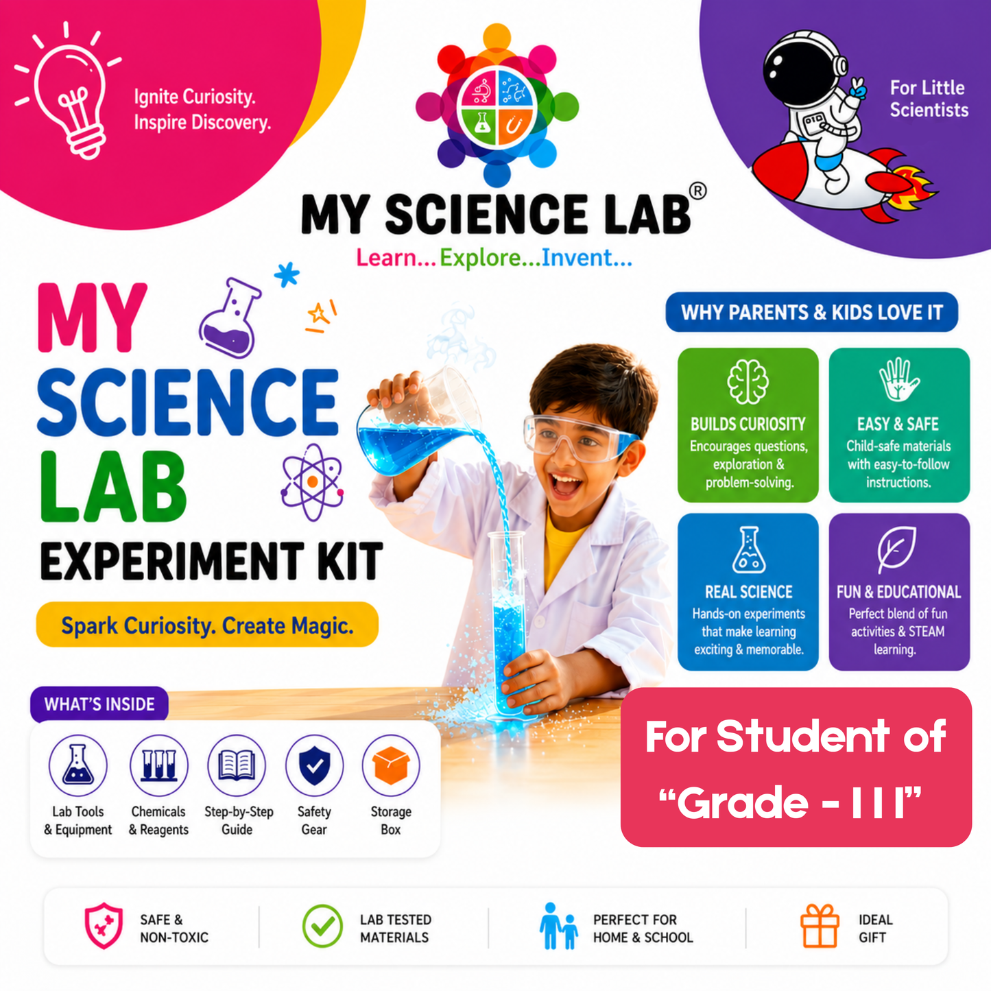 MY SCIENCE LAB® Grade 3 Science Experiment Kit | STEM Learning Kit for Kids | Hands-On Science Activities for Home & School
